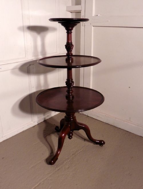 fig 1. Tall Georgian Mahogany 3 Tier Dumb Waiter