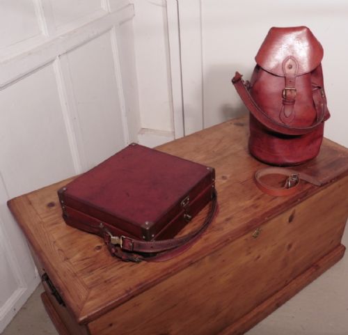 A 19th Century Leather Game Bag and Cartridge Case, Shooting Companion Set