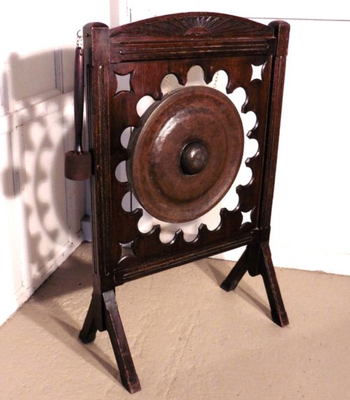 fig 1. A Large Art Deco Mahogany and Brass Dinner Gong