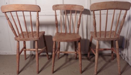 fig 1. Set of 4 Victorian Elm Seated Stick Back Kitchen Dining Chairs86