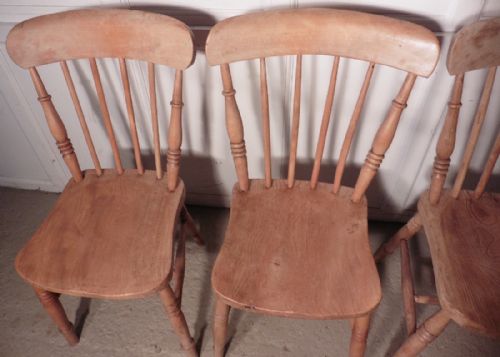 fig 2. Set of 4 Victorian Elm Seated Stick Back Kitchen Dining Chairs86