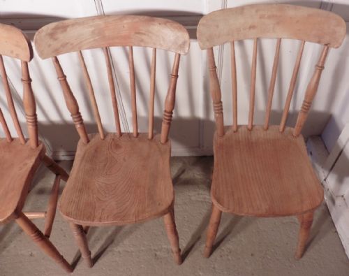 fig 3. Set of 4 Victorian Elm Seated Stick Back Kitchen Dining Chairs86