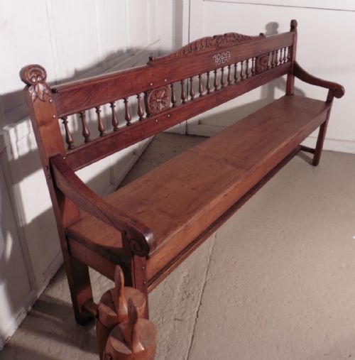 fig 1. Very Long French Carved Elm Bench, Settle