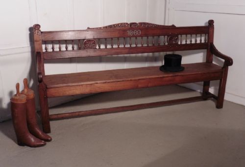 fig 3. Very Long French Carved Elm Bench, Settle