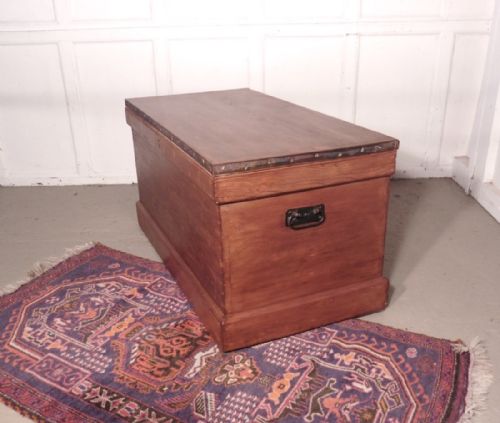 fig 1. Heavy Victorian Pine Coffer, Blanket Box or Coffee Table