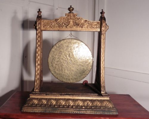 fig 2. Carved Gilt Wood Oriental Brass Table Gong