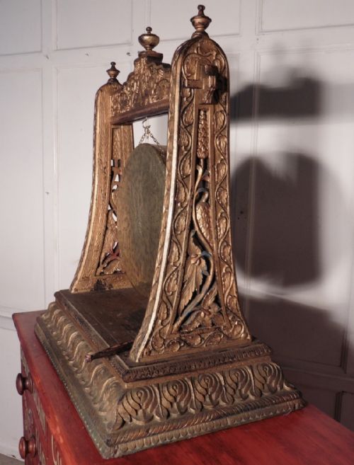 fig 3. Carved Gilt Wood Oriental Brass Table Gong