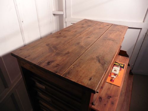 fig 1. French Artist’s Plan Chest, Rustic Pine Storage Cabinet