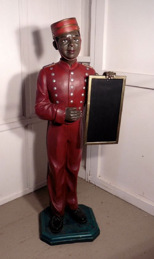 Art Deco Restaurant Menu Holder, Blackamoor, Bell Hop