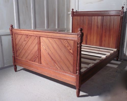A 19th Century French Arts and Crafts Pine Double Bed