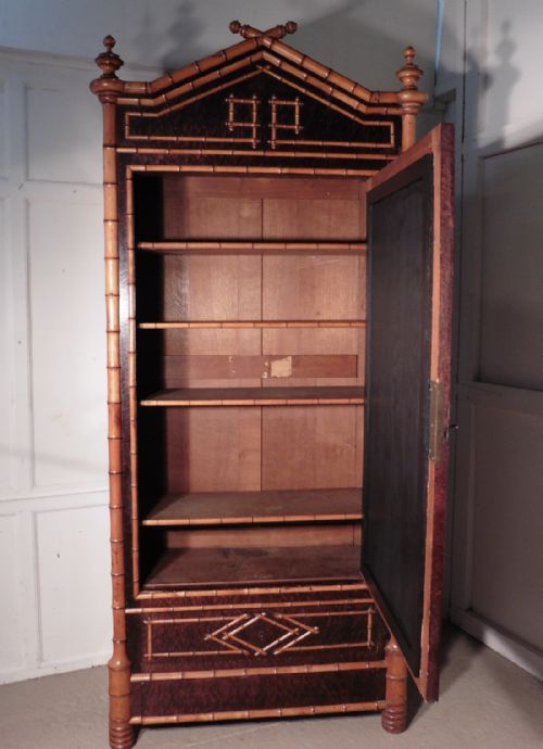 fig 1. A Stunning French Simulated Bamboo Vitrine Armoire Wardrobe Display Cabinet