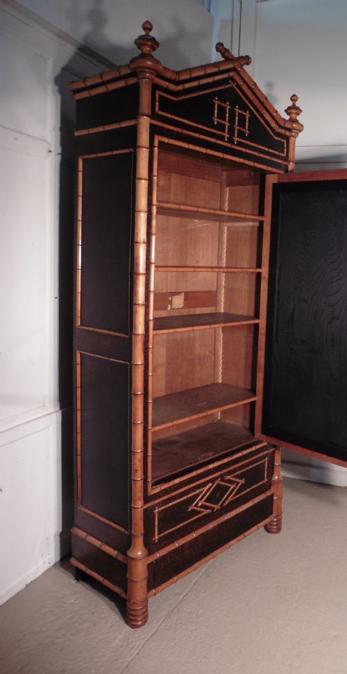 fig 3. A Stunning French Simulated Bamboo Vitrine Armoire Wardrobe Display Cabinet