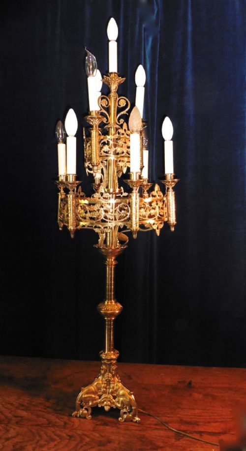 Very Large French Brass Church Candelabra