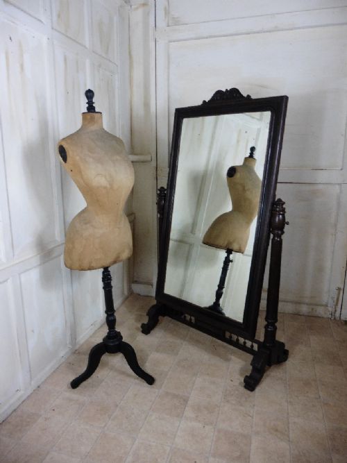 Large 19th Century Breton Oak Cheval Mirror