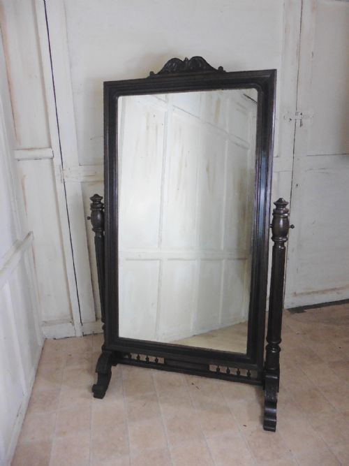 fig 2. Large 19th Century Breton Oak Cheval Mirror