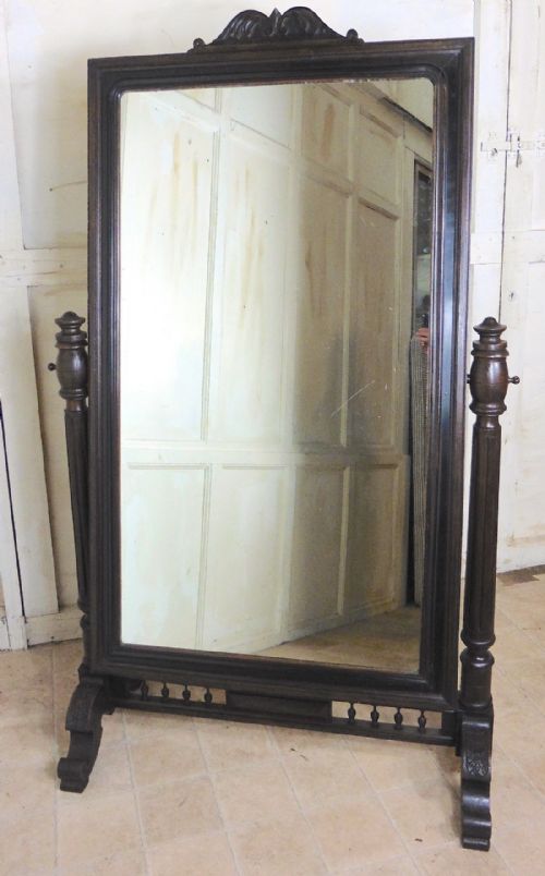 fig 3. Large 19th Century Breton Oak Cheval Mirror