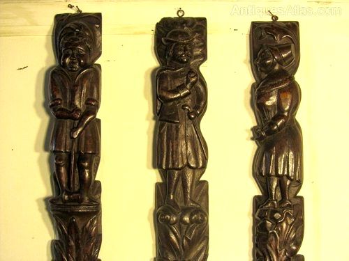 fig 2. 3 Large 19th Century Oak Carvings