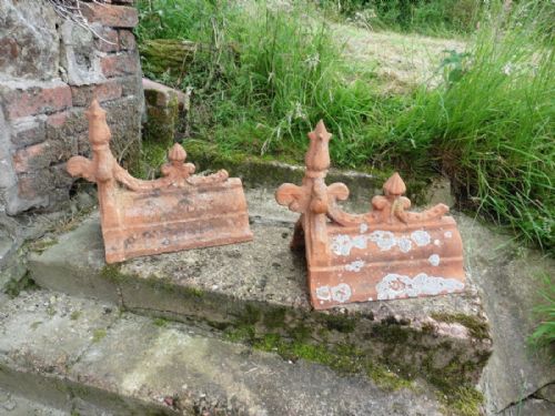fig 1. A Pair of French Terracotta Gothic Roof Ridge Finials