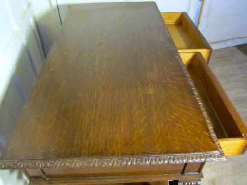 fig 1. Gothic Arts and Crafts Oak Hall Table or Serving Table
