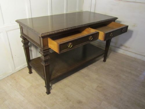 fig 2. Gothic Arts and Crafts Oak Hall Table or Serving Table