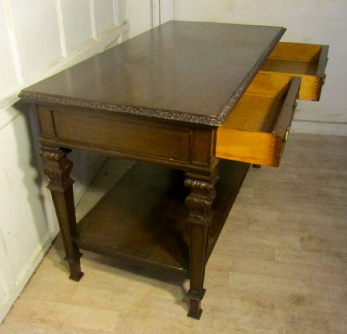 fig 3. Gothic Arts and Crafts Oak Hall Table or Serving Table