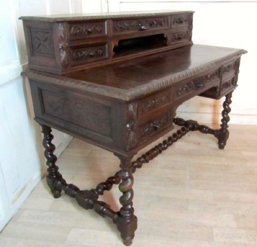 fig 2. Carved French Oak Bonheur de Jour or Writing Table