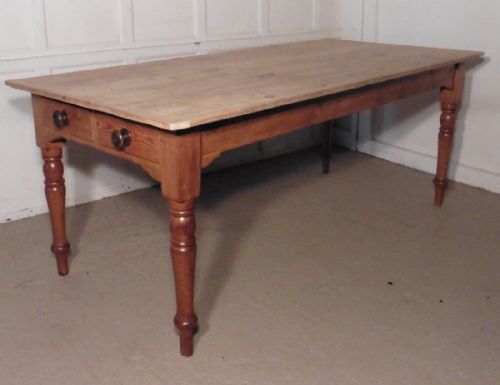 fig 1. Large Victorian Pine Table, Scrub Top Kitchen Table