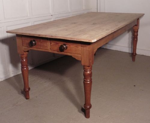fig 2. Large Victorian Pine Table, Scrub Top Kitchen Table