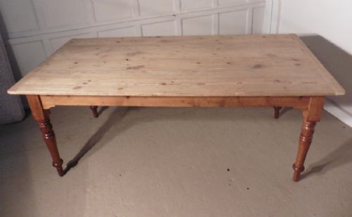 fig 4. Large Victorian Pine Table, Scrub Top Kitchen Table