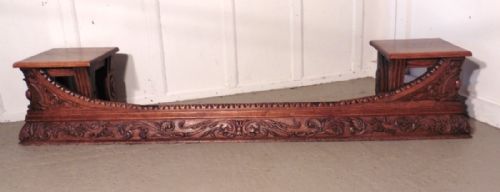 fig 2. Large Carved Oak Club Fender, Inglenook Fireside Seat