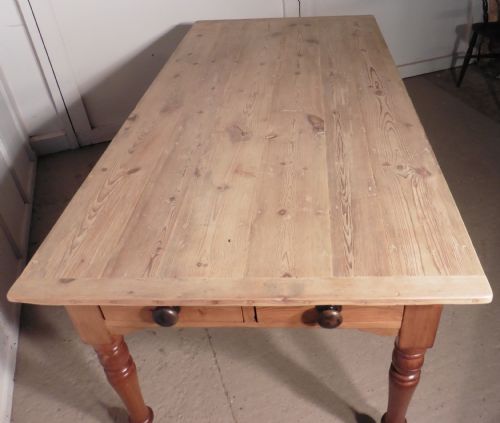 fig 3. Large Victorian Pine Table, Scrub Top Kitchen Table