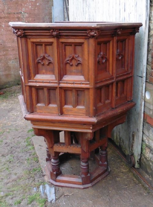Victorian Gothic Pine Church Pulpit