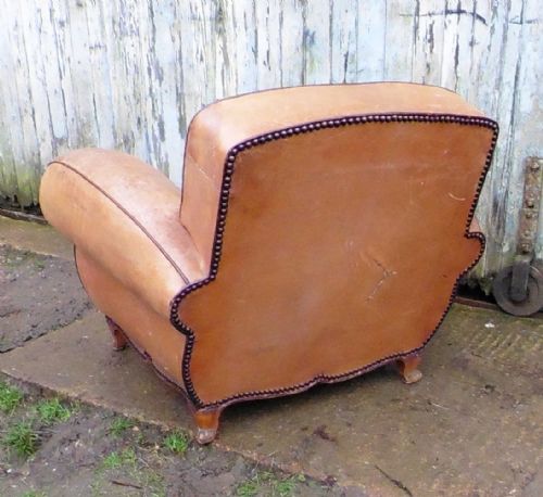 fig 1. A Superb very stylish French Aged Leather Art Deco Club Chair