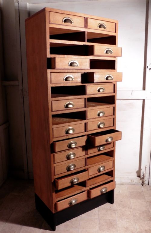 fig 1. A Tall Art Deco Oak Filing Cabinet, Haberdashers Shelves