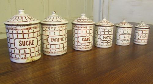 Lovely Set of French Enamel Food Canisters