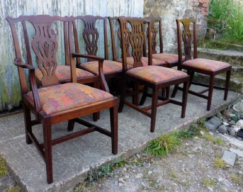 fig 1. A Set of 7 Chippendale Mahogany Dining Chairs