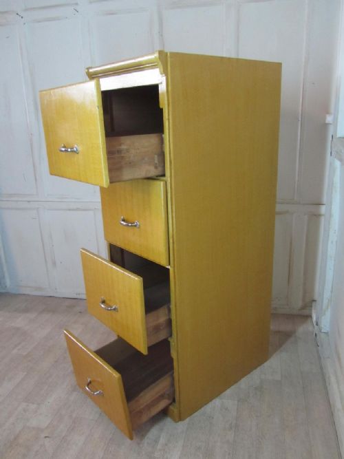 fig 3. A Large Art Deco 4 Drawer Oak Filing Cabinet, in Original Scumble Paint