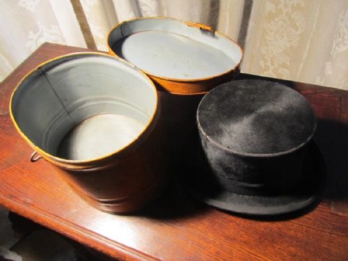 fig 1. An Original Victorian Painted Tin Hat Box