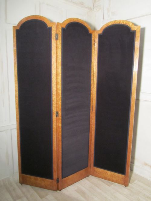 fig 1. A 3 Fold Art Deco Screen, Bird’s Eye Maple Room Divider