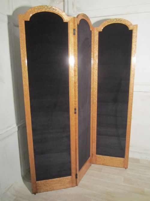 fig 3. A 3 Fold Art Deco Screen, Bird’s Eye Maple Room Divider