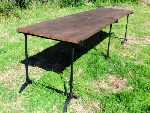 9ft Elm Harvest Table from South West France, Picnic Barbecue