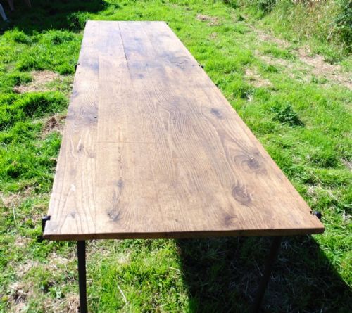 fig 2. 9ft Elm Harvest Table from South West France, Picnic Barbecue