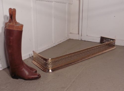 Long Victorian Pierced Brass Fender