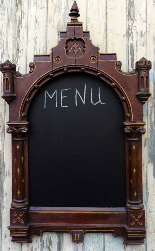 Large French Ecclesiastical Frame, Gothic Notice or Menu Board