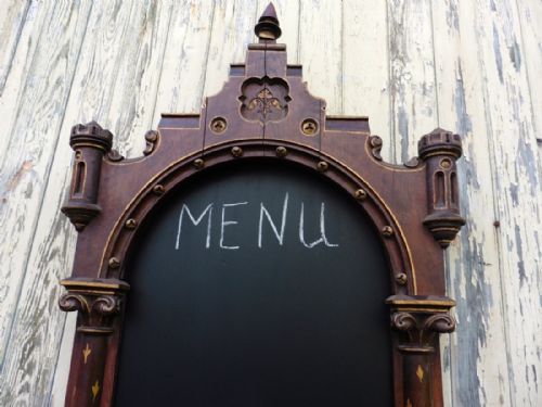 fig 2. Large French Ecclesiastical Frame, Gothic Notice or Menu Board