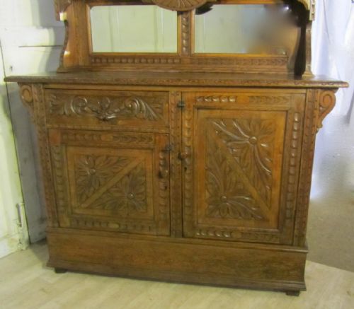 fig 1. Carved Gothic Oak Arts and Crafts Oak Welsh Dresser