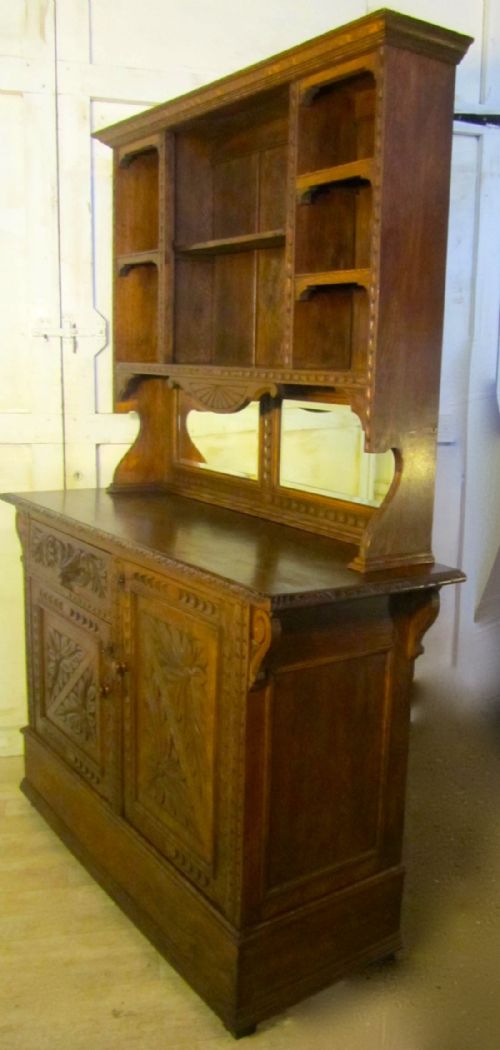 fig 2. Carved Gothic Oak Arts and Crafts Oak Welsh Dresser