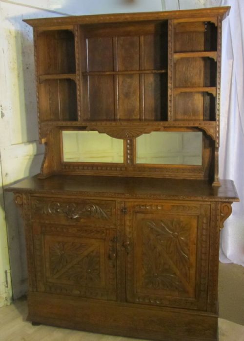 fig 3. Carved Gothic Oak Arts and Crafts Oak Welsh Dresser
