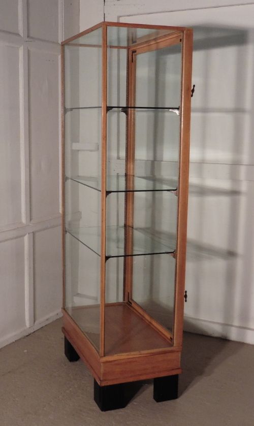 fig 3. Art Deco, Golden Oak Vitrine or Tall Shop Display Cabinet