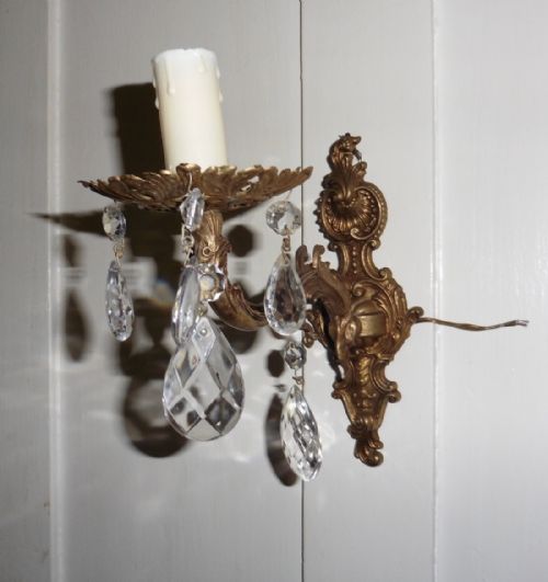 fig 1. A Pair of French Brass Wall Light Chandeliers
